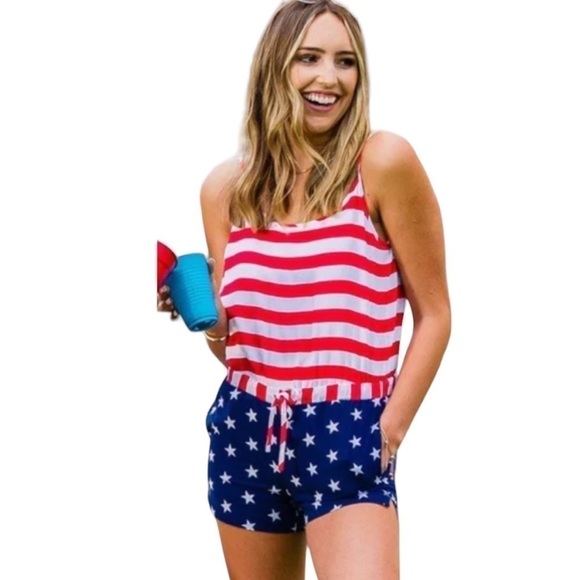 NWT Tipsy Elves American Flag Romper - Picture 4 of 10